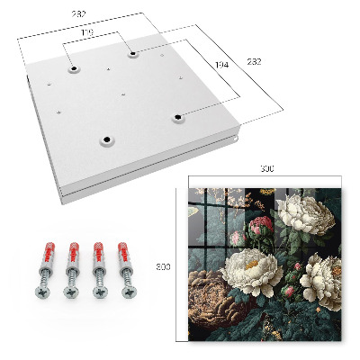 Key cabinet for wall Peony flowers