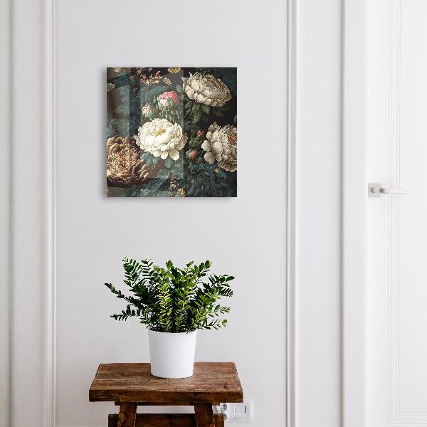Key cabinet for wall Peony flowers