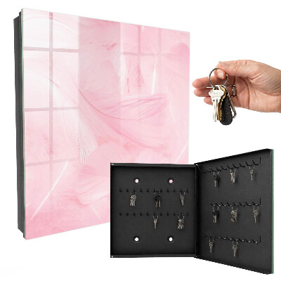 Key storage box Pink feathers