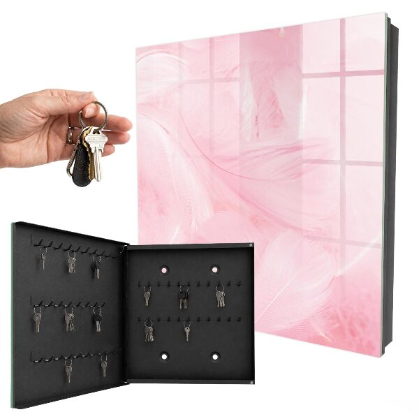 Key storage box Pink feathers