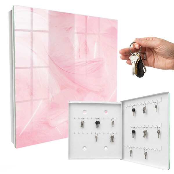 Key storage box Pink feathers