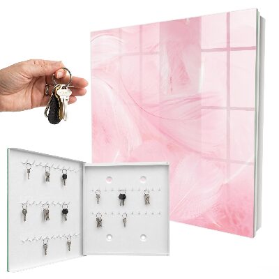 Key storage box Pink feathers