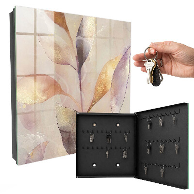 Key cabinet for wall Pastel leaves