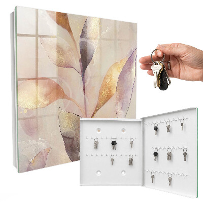 Key cabinet for wall Pastel leaves