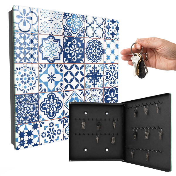 Key storage box Blue tiles