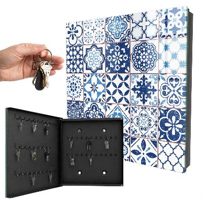 Key storage box Blue tiles