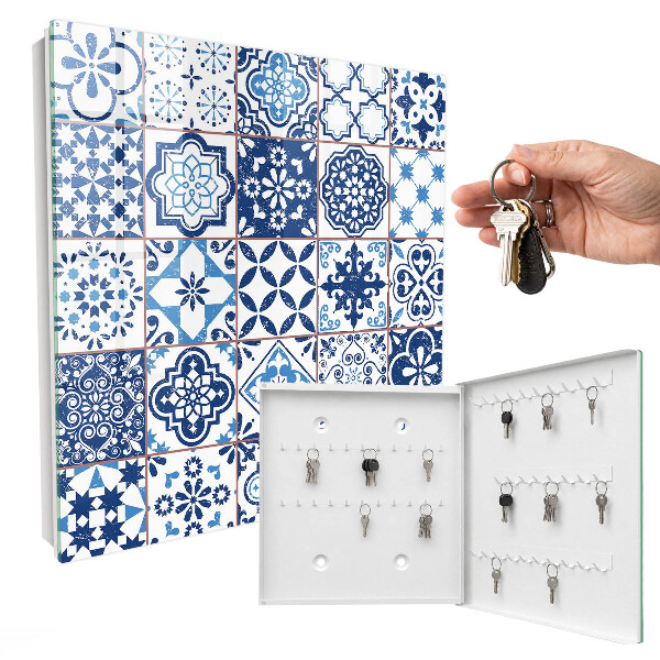 Key storage box Blue tiles