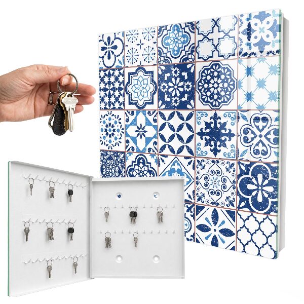 Key storage box Blue tiles