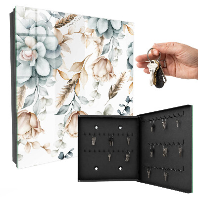 Key storage box Watercolor flowers