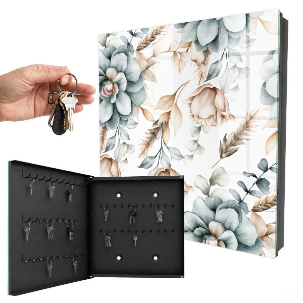 Key storage box Watercolor flowers