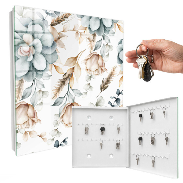 Key storage box Watercolor flowers