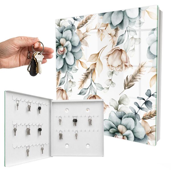 Key storage box Watercolor flowers