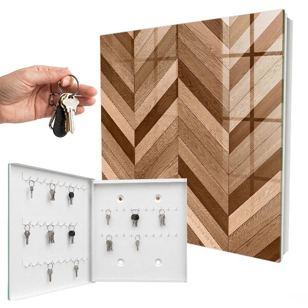 Key cabinet for wall Wooden fish bone