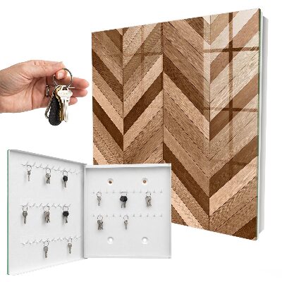 Key cabinet for wall Wooden fish bone