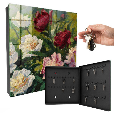 Key cabinet for wall Colorful flowers