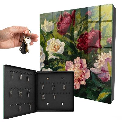 Key cabinet for wall Colorful flowers