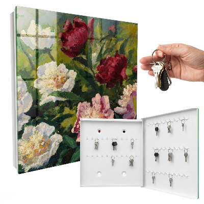 Key cabinet for wall Colorful flowers