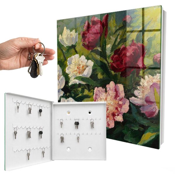 Key cabinet for wall Colorful flowers