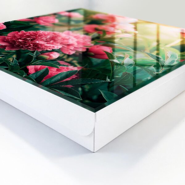 Key cabinet for wall Pink peonies