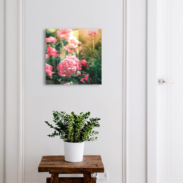 Key cabinet for wall Pink peonies