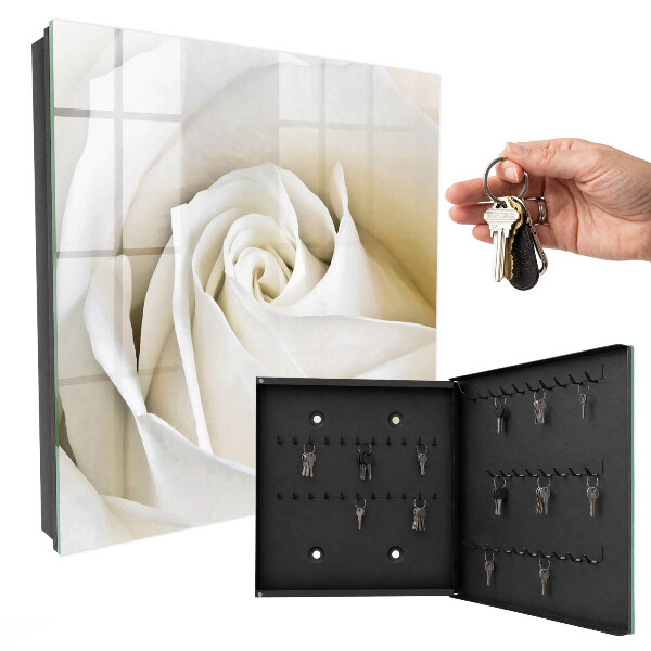 Key cabinet for wall White rose