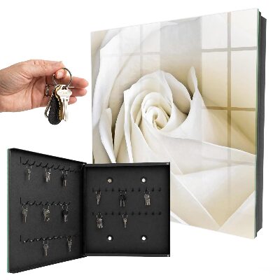 Key cabinet for wall White rose
