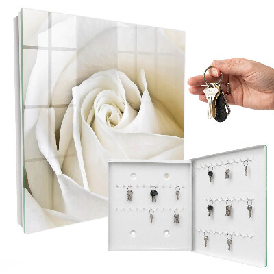 Key cabinet for wall White rose