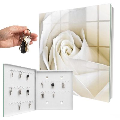 Key cabinet for wall White rose