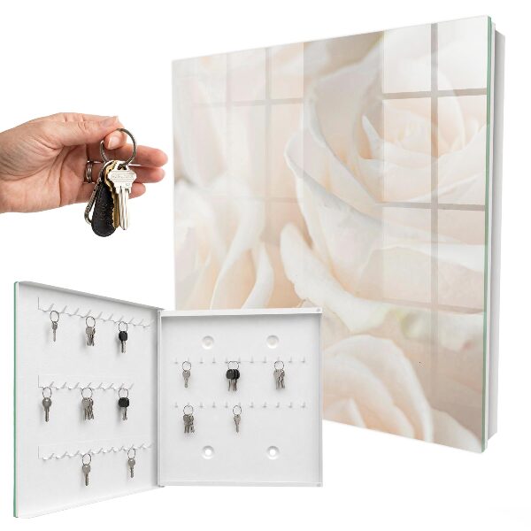 Key cabinet for wall Cream roses