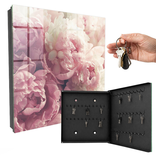 Key cabinet for wall Peony flowers