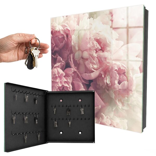 Key cabinet for wall Peony flowers