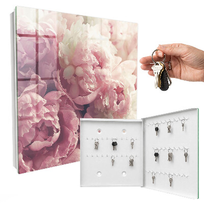 Key cabinet for wall Peony flowers