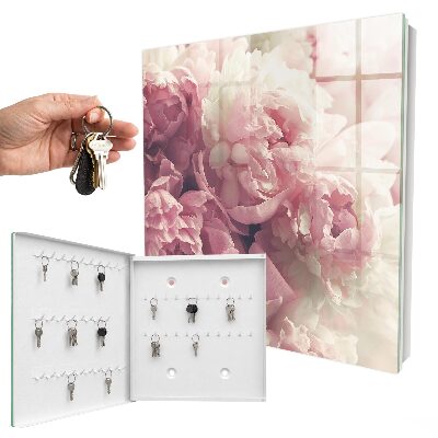 Key cabinet for wall Peony flowers
