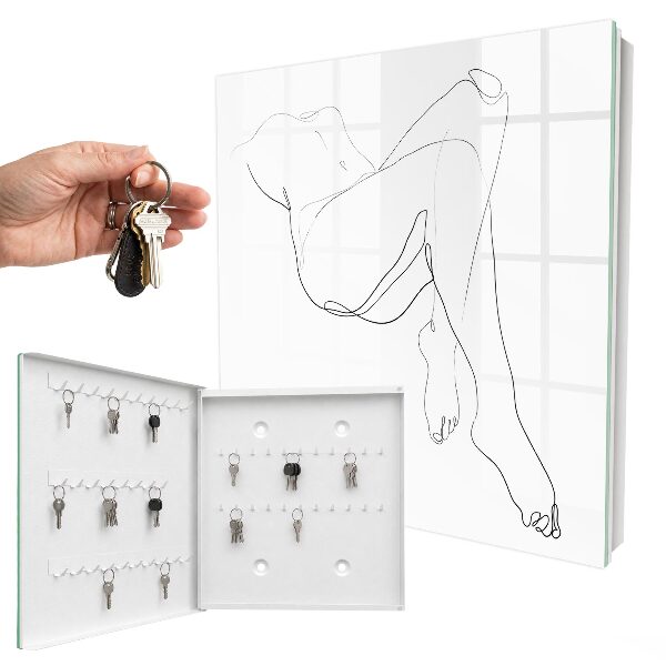Key cabinet for wall Woman with a line drawing