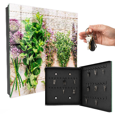 Key cabinet for wall Green herbs