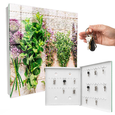 Key cabinet for wall Green herbs