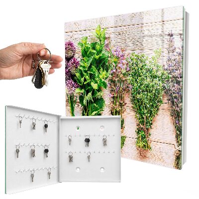 Key cabinet for wall Green herbs