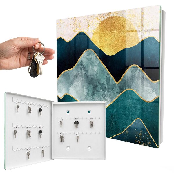 Key cabinet for wall Mountain abstraction