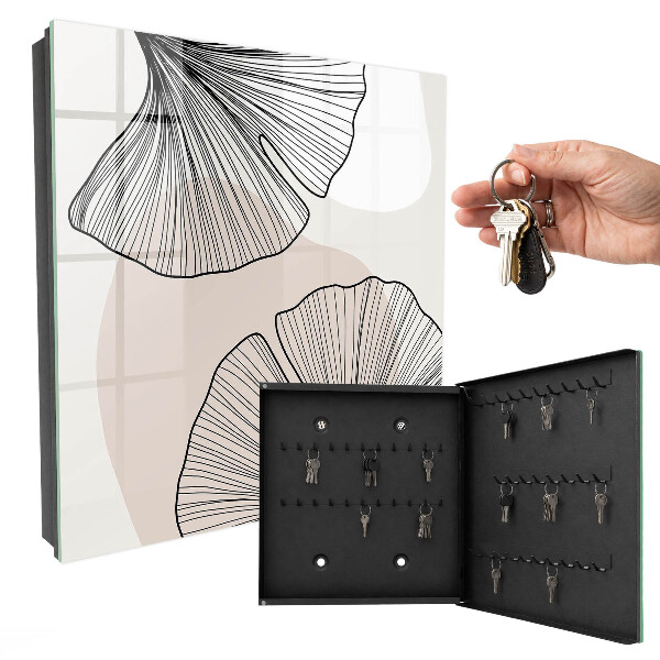 Key cabinet for wall Black leaves