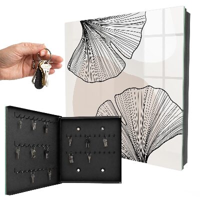 Key cabinet for wall Black leaves