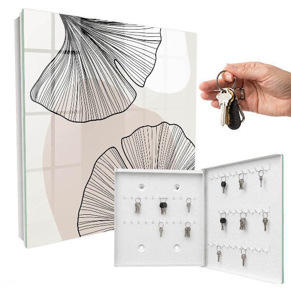 Key cabinet for wall Black leaves