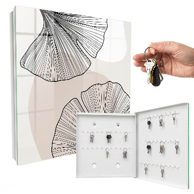 Key cabinet for wall Black leaves