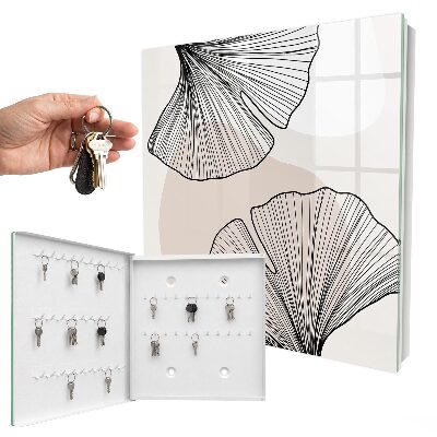 Key cabinet for wall Black leaves
