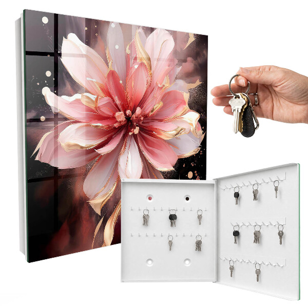 Key cabinet for wall Pink flower