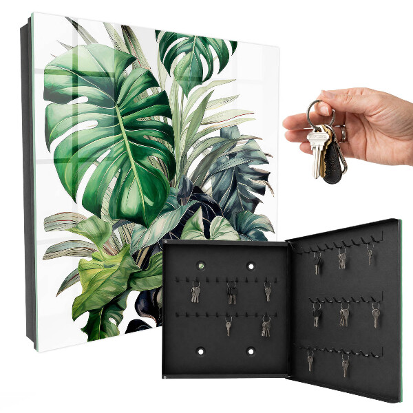 Key cabinet for wall Exotic leaves