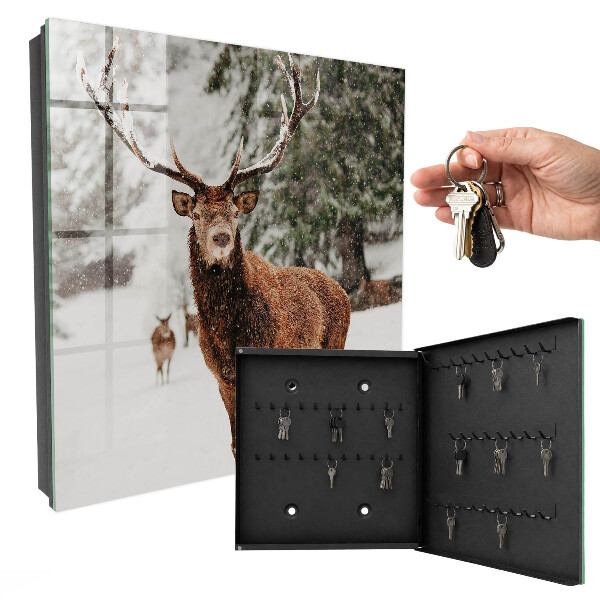 Key cabinet for wall Winter deer