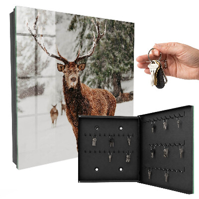 Key cabinet for wall Winter deer