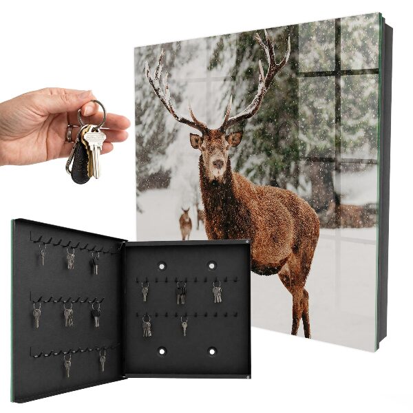 Key cabinet for wall Winter deer