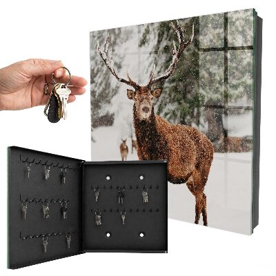Key cabinet for wall Winter deer