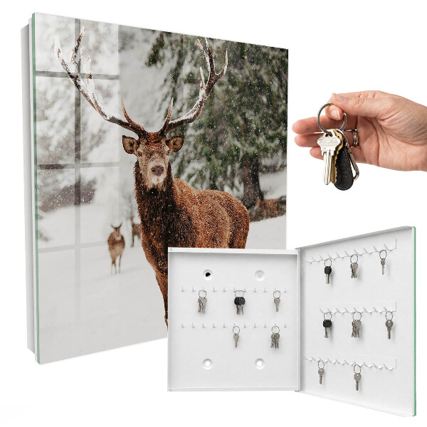 Key cabinet for wall Winter deer